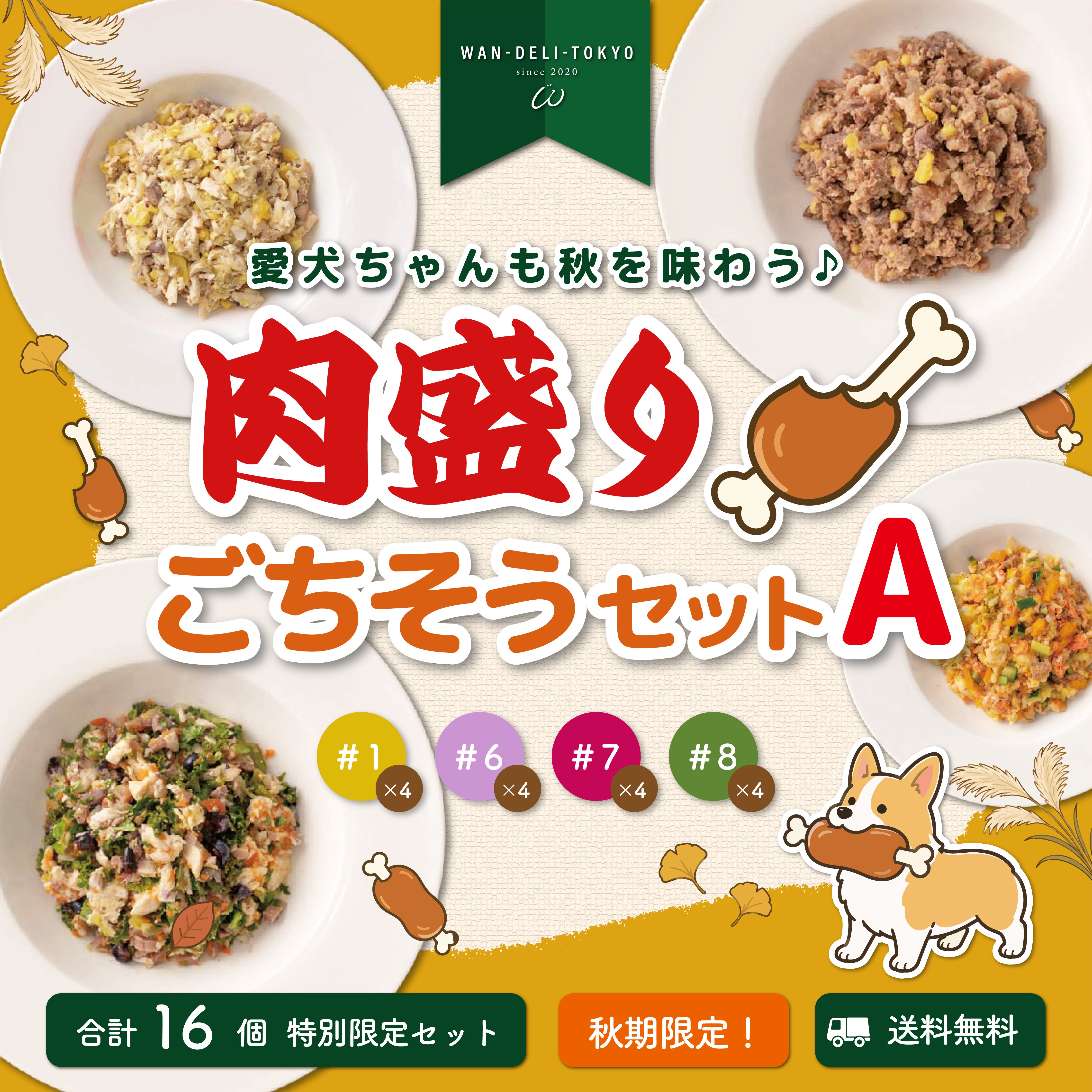 【秋期限定】愛犬ちゃんも秋を味わう♪肉盛りごちそうセットA（送料無料）